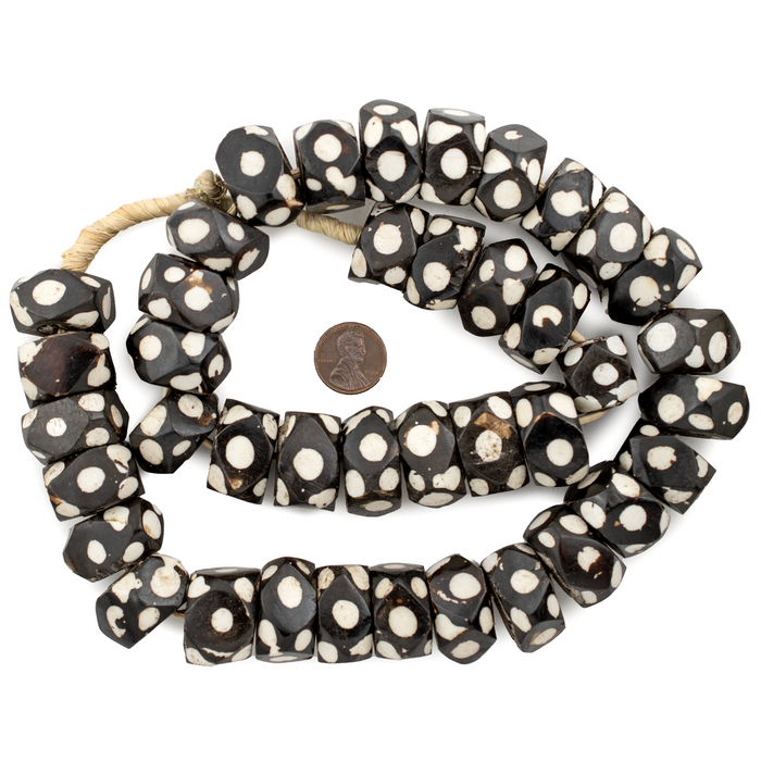 Polka Dot Batik Bone Beads (Faceted) - The Bead Chest