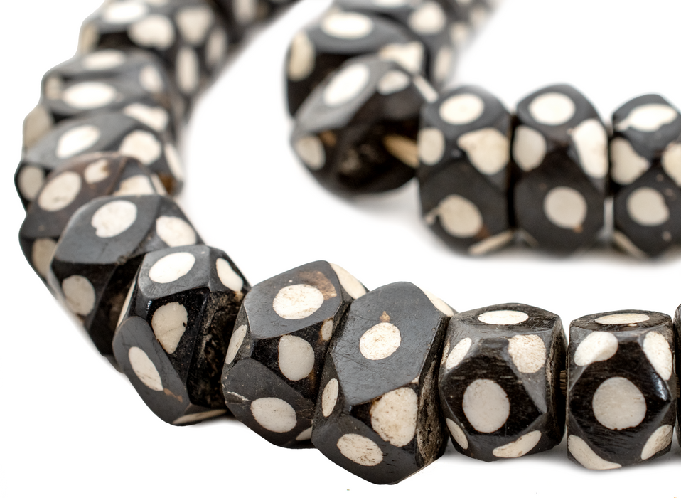 Polka Dot Batik Bone Beads (Faceted) - The Bead Chest