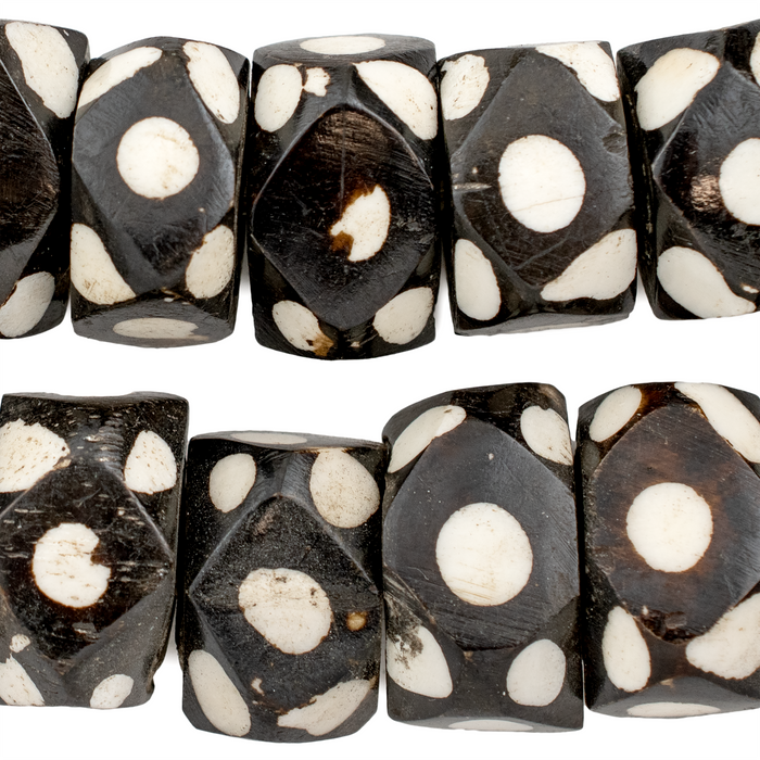 Polka Dot Batik Bone Beads (Faceted) - The Bead Chest