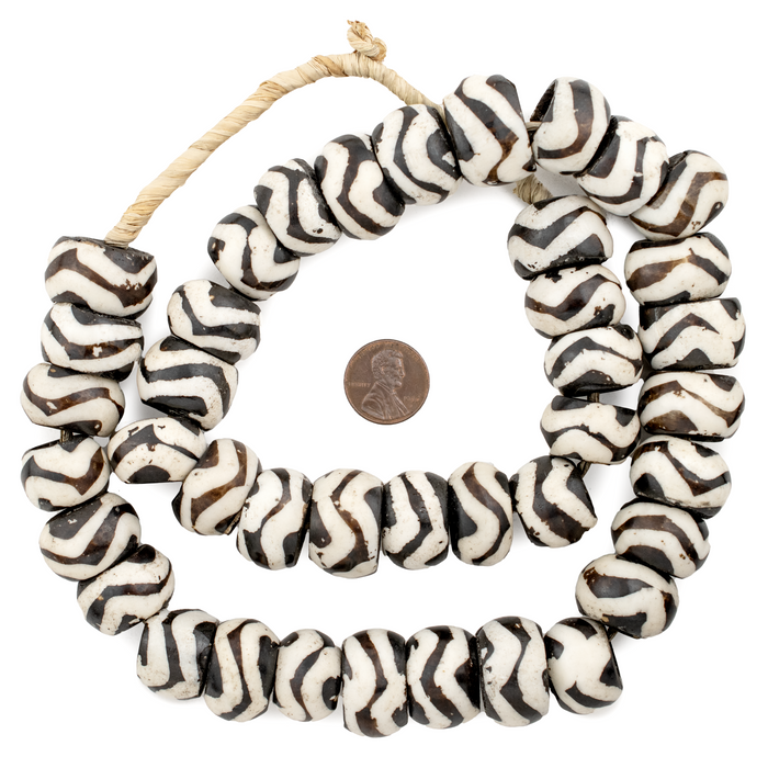 Wave Design Batik Bone Beads (Large) - The Bead Chest