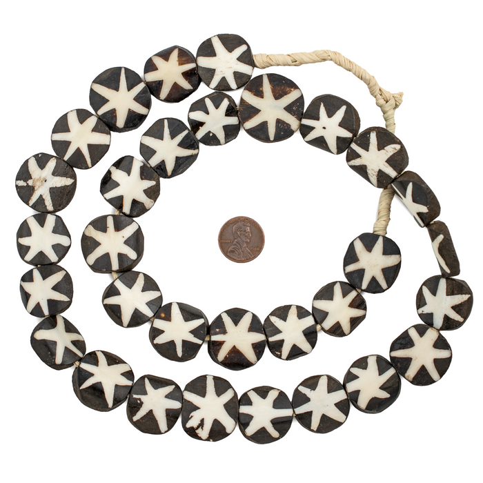 Starfish Design Batik Bone Beads (Circular) - The Bead Chest