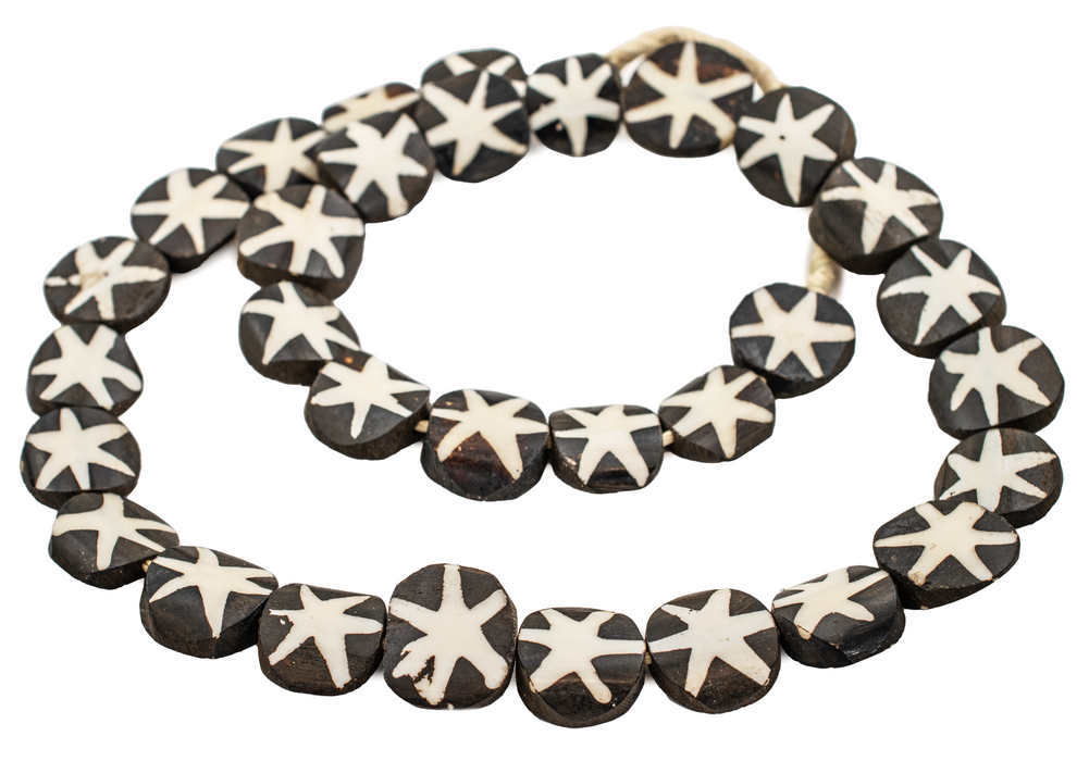 Starfish Design Batik Bone Beads (Circular) - The Bead Chest