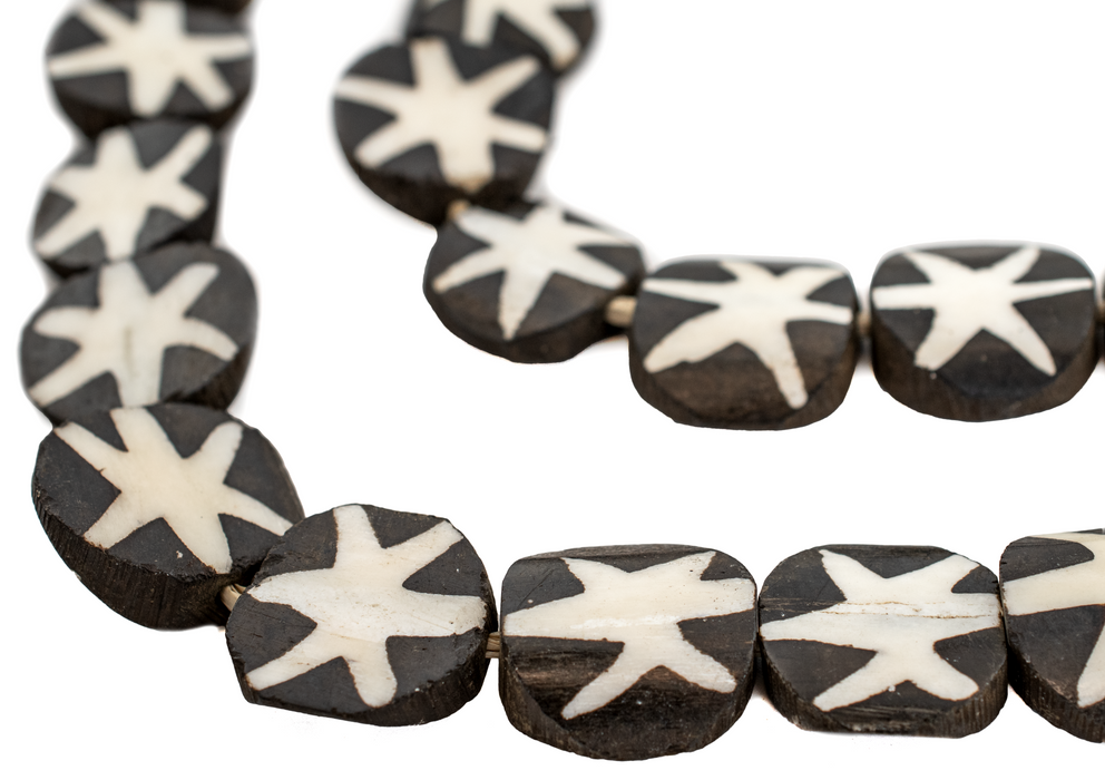 Starfish Design Batik Bone Beads (Circular) - The Bead Chest