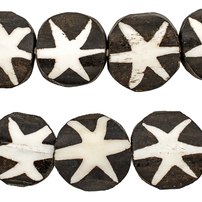 Starfish Design Batik Bone Beads (Circular) - The Bead Chest