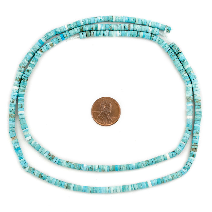 Light Blue Turquoise Afghan Stone Heishi Beads (4mm) - The Bead Chest