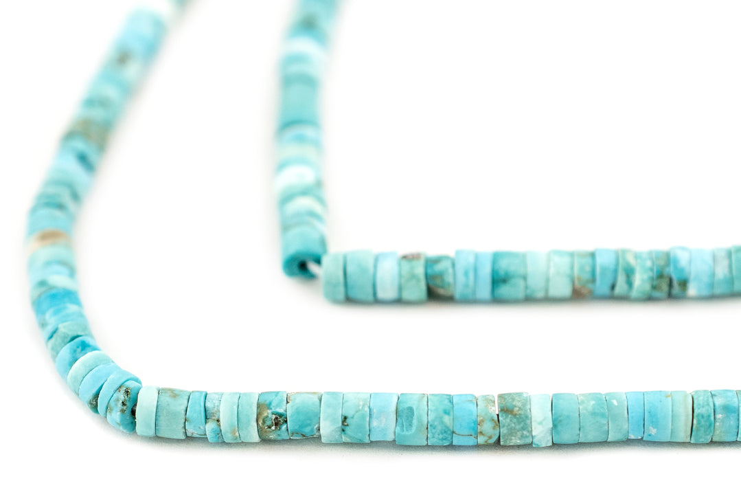 Light Blue Turquoise Afghan Stone Heishi Beads (4mm) - The Bead Chest