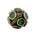 Emerald-Inlaid Afghan Tribal Silver Bead (20mm) - The Bead Chest