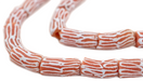 Lattice Red Krobo Beads (23x11mm) - The Bead Chest