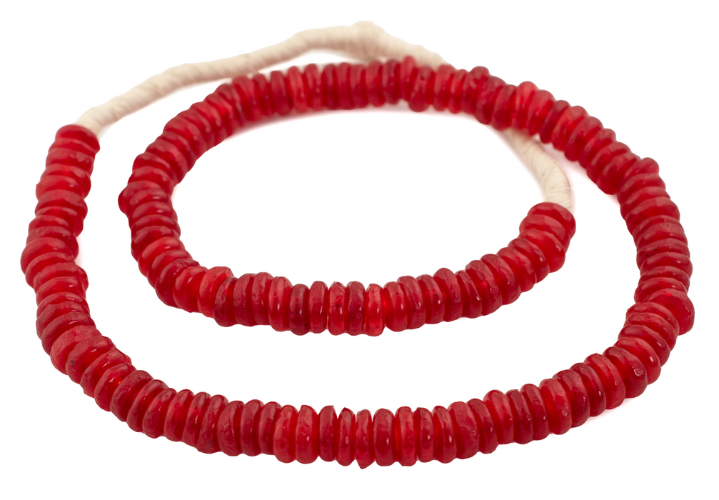 Red Rondelle Recycled Glass Beads - The Bead Chest