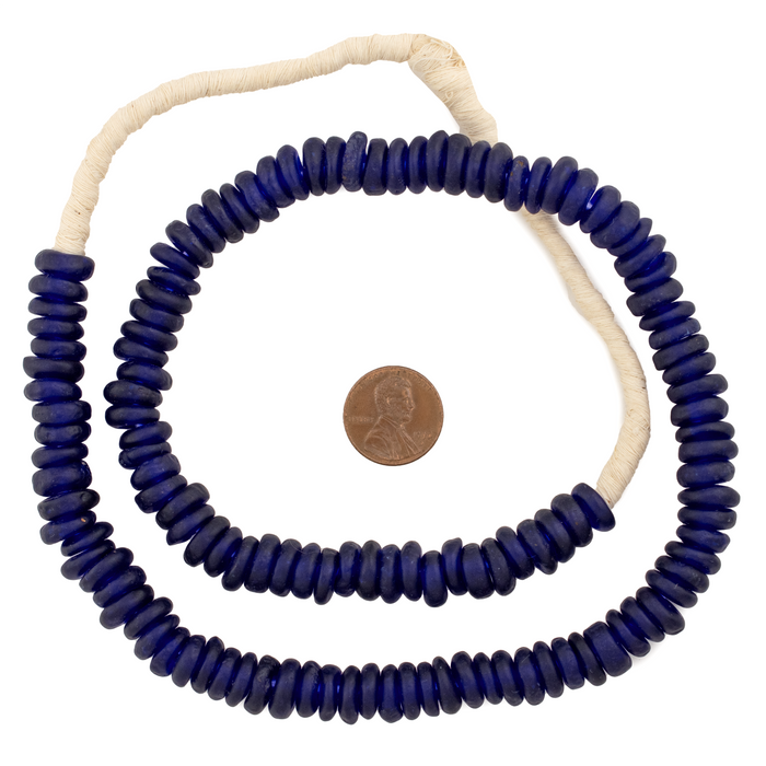 Cobalt Blue Rondelle Recycled Glass Beads - The Bead Chest