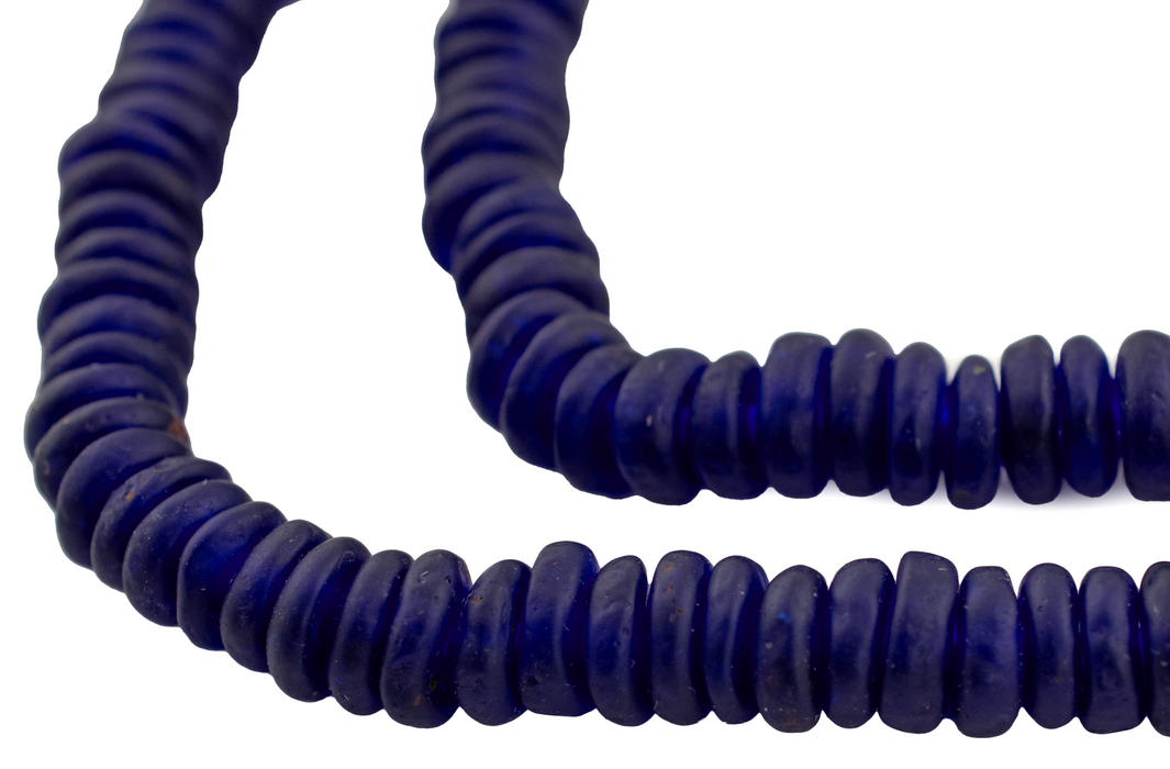 Cobalt Blue Rondelle Recycled Glass Beads - The Bead Chest