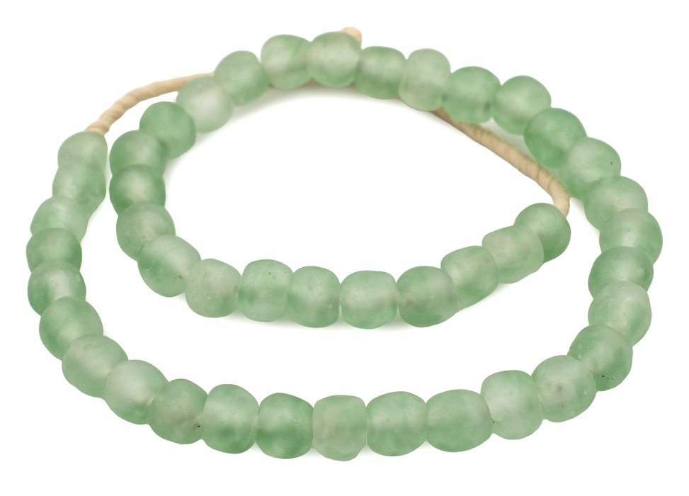 Green Aqua Recycled Glass Beads (14mm) - The Bead Chest