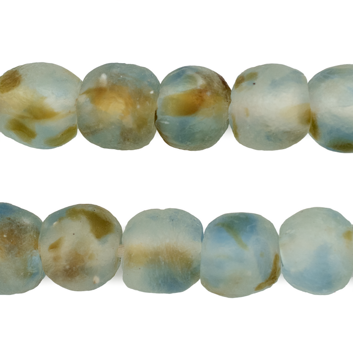 Blue Brown Swirl Recycled Glass Beads (14mm) - The Bead Chest