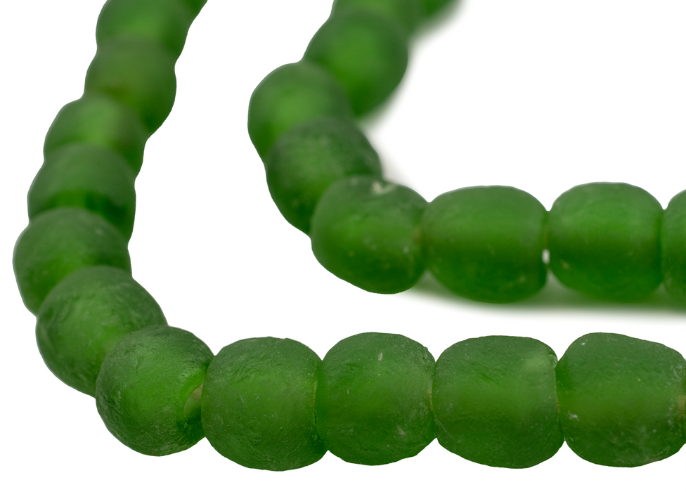 Green Recycled Glass Beads (14mm) - The Bead Chest