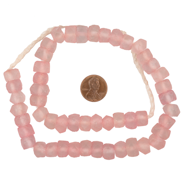 Rose Pink Faceted Recycled Java Sea Glass Beads - The Bead Chest