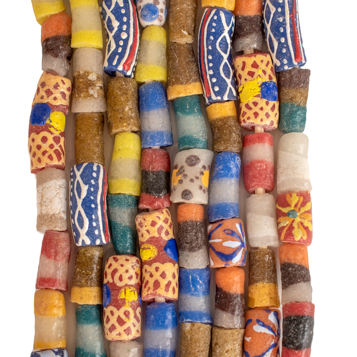 Krobo Fancy Powderglass Beads (Long Strand) - The Bead Chest