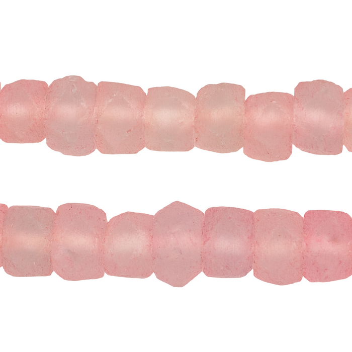 Rose Pink Faceted Recycled Java Sea Glass Beads - The Bead Chest