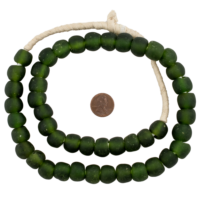 Forest Green Recycled Glass Beads (14mm) - The Bead Chest