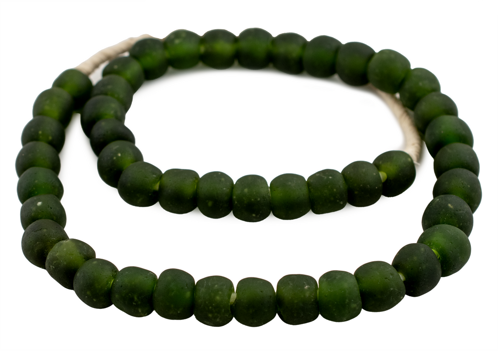 Forest Green Recycled Glass Beads (14mm) - The Bead Chest