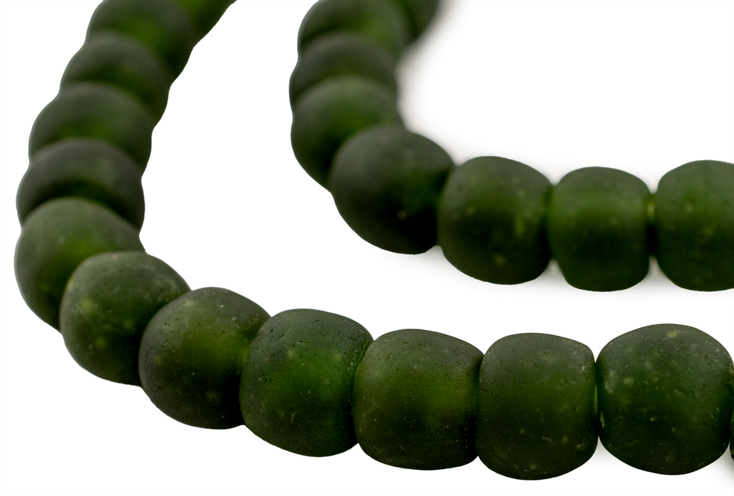 Forest Green Recycled Glass Beads (14mm) - The Bead Chest