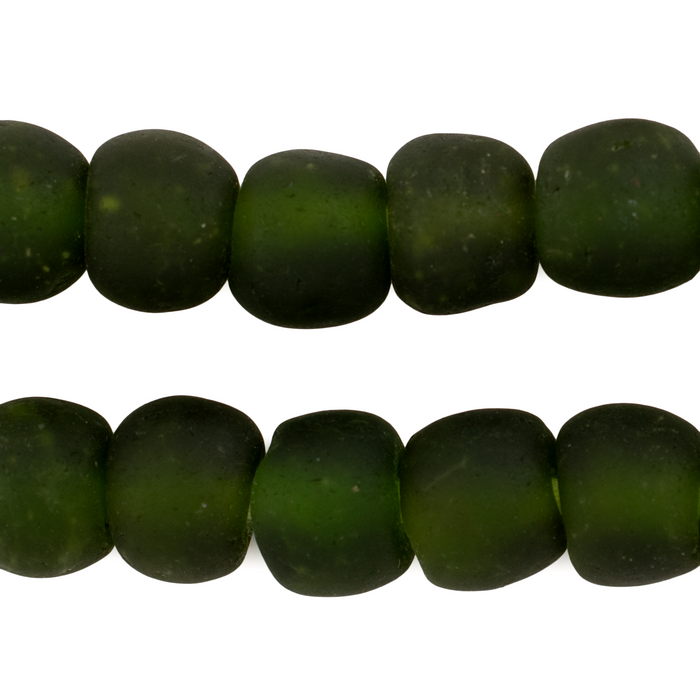 Forest Green Recycled Glass Beads (14mm) - The Bead Chest