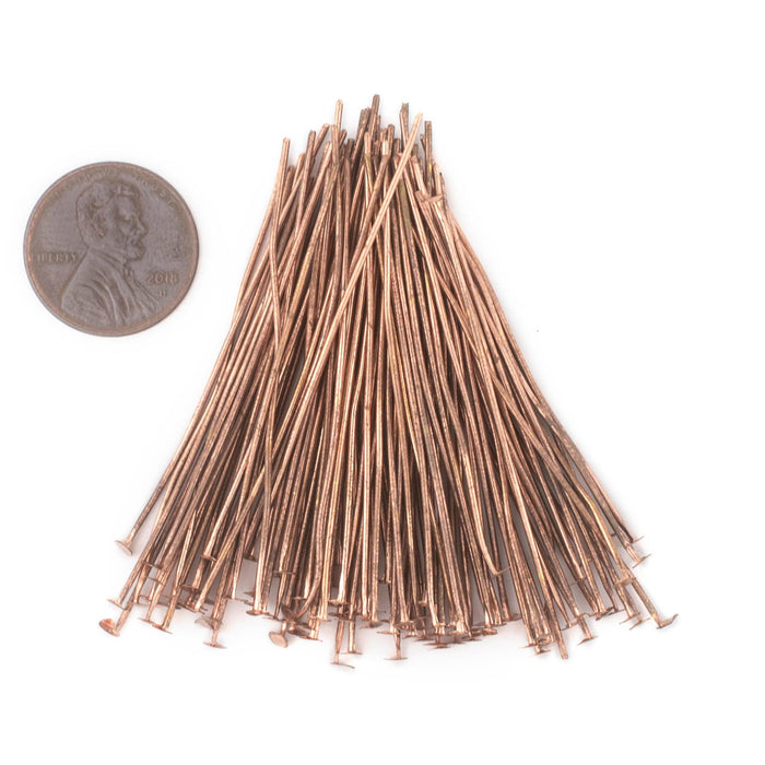 Copper 21 Gauge 2 Inch Head Pins (Approx 500 pieces) - The Bead Chest