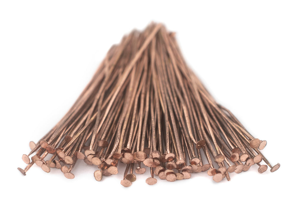 Copper 21 Gauge 2 Inch Head Pins (Approx 500 pieces) - The Bead Chest