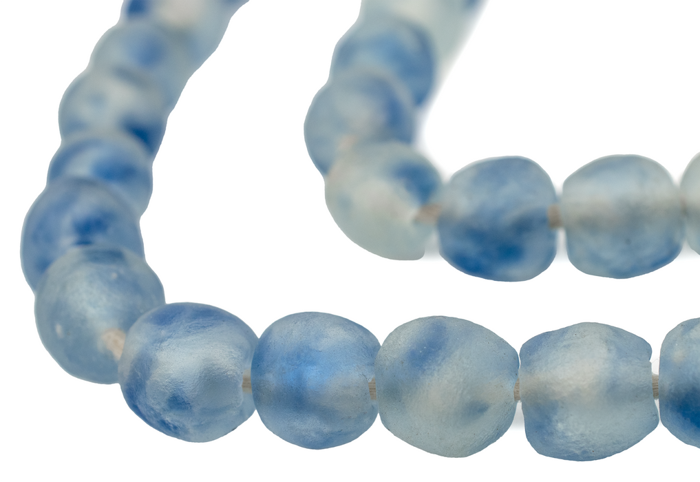 Blue Swirl Recycled Glass Beads (14mm) - The Bead Chest