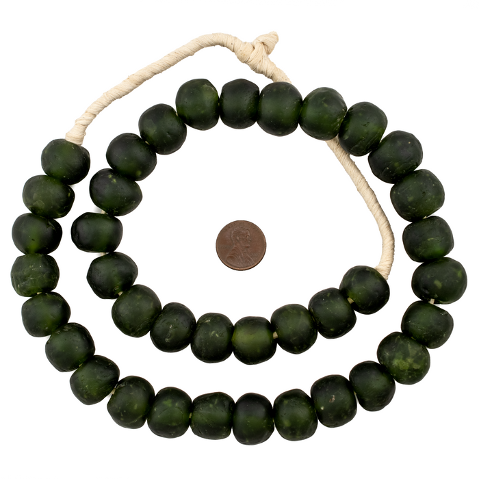 Forest Green Recycled Glass Beads (18mm) - The Bead Chest