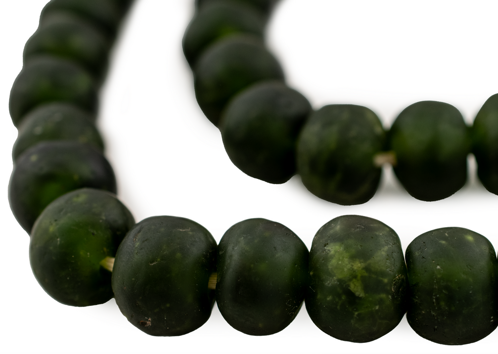 Forest Green Recycled Glass Beads (18mm) - The Bead Chest