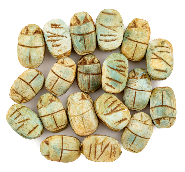 Light Green Egyptian Scarab Beads (Set of 5)