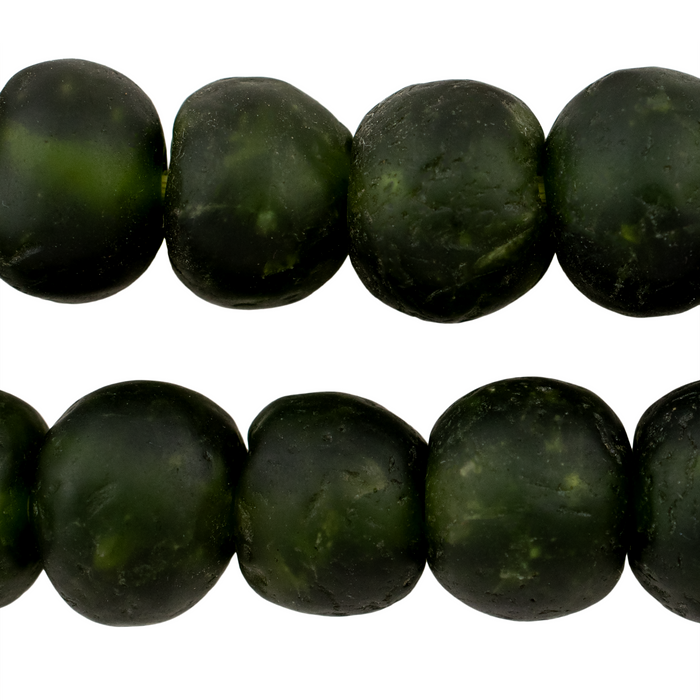 Forest Green Recycled Glass Beads (18mm) - The Bead Chest