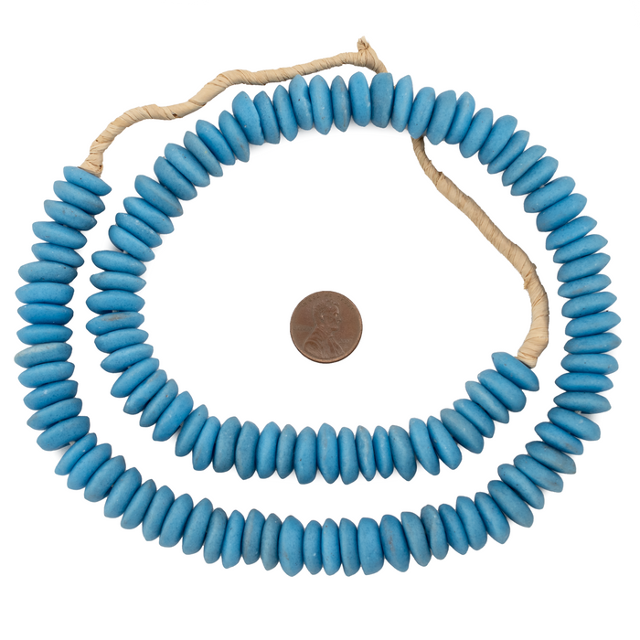 Turquoise Blue Ashanti Glass Saucer Beads - The Bead Chest