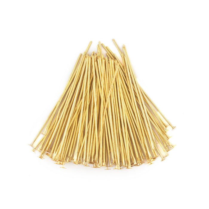 Gold 21 Gauge 1.5 Inch Head Pins (Approx 500 pieces) - The Bead Chest