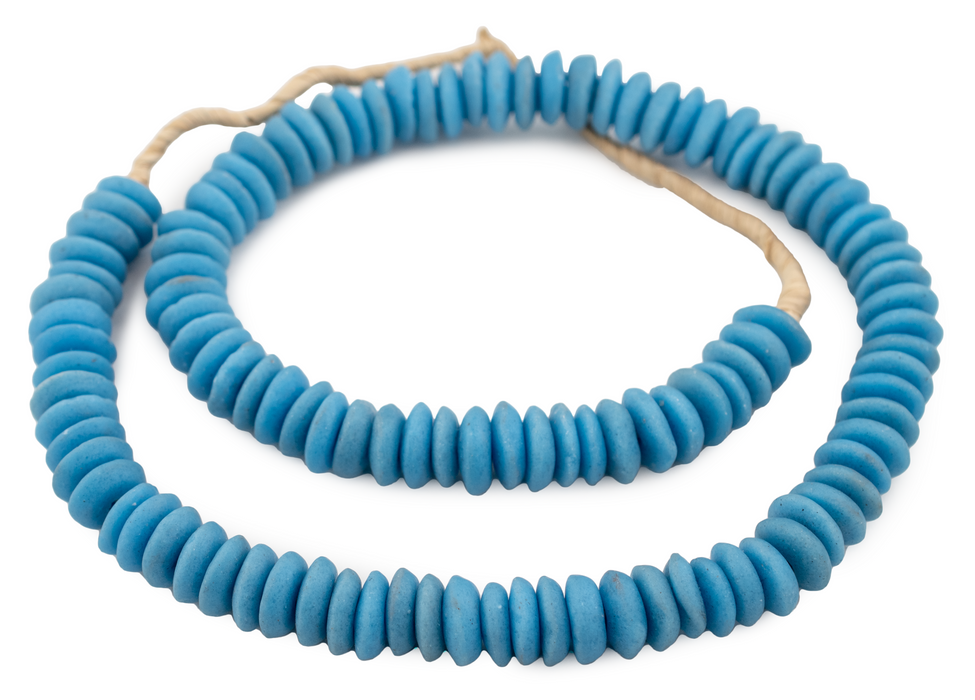 Turquoise Blue Ashanti Glass Saucer Beads - The Bead Chest