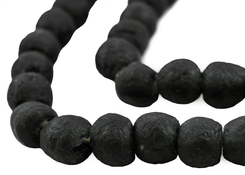 Charcoal Black Recycled Glass Beads (14mm) - The Bead Chest