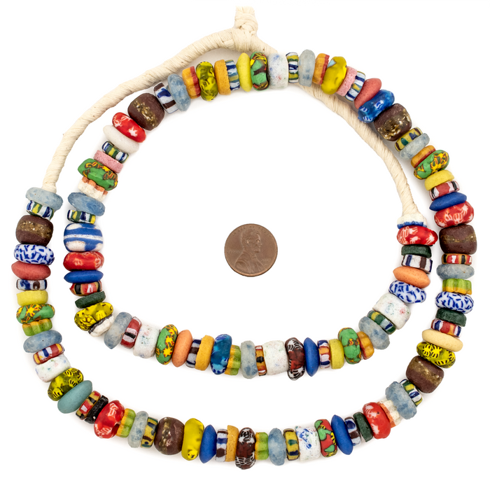 Ghana Medley Rondelle Powder Glass Beads - The Bead Chest