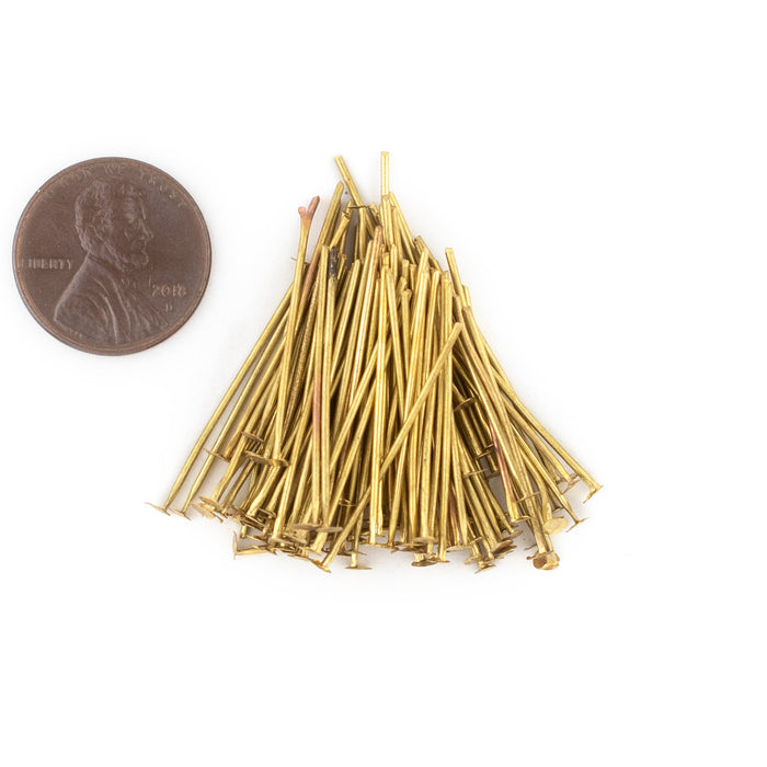 Brass 21 Gauge 1 Inch Head Pins (Approx 500 pieces) - The Bead Chest