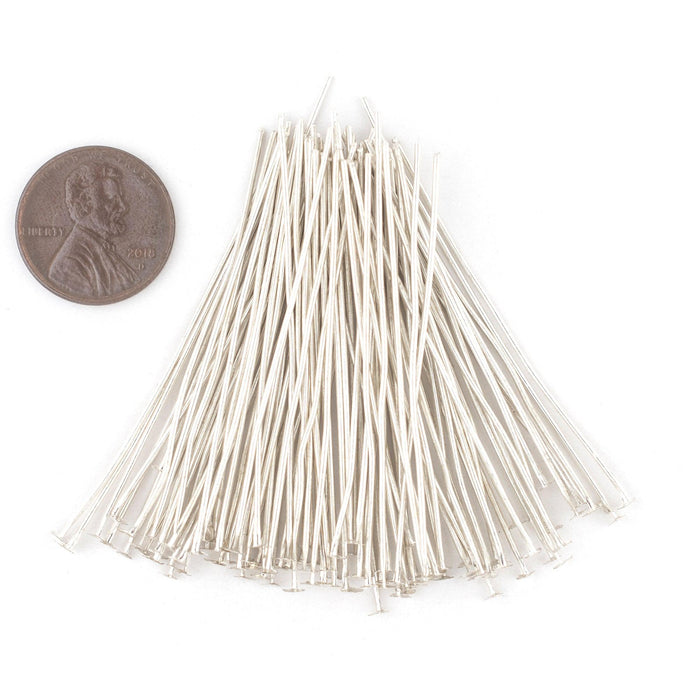 Silver 21 Gauge 2 Inch Head Pins (Approx 500 pieces) - The Bead Chest