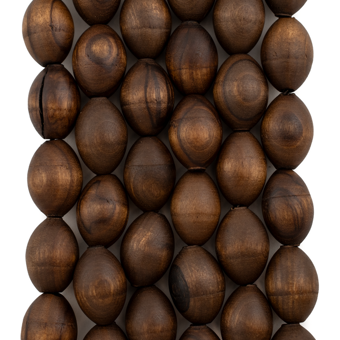 Vintage-Style Oval Olive Wood Beads from Bethlehem (20x14mm) - The Bead Chest