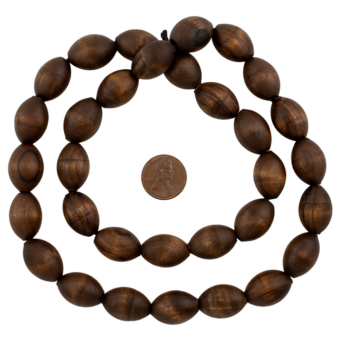 Vintage-Style Oval Olive Wood Beads from Bethlehem (20x14mm) - The Bead Chest