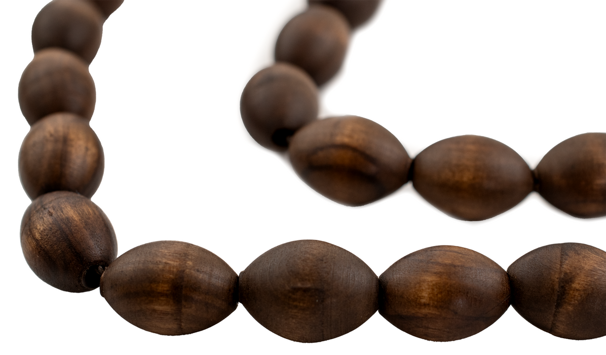 Vintage-Style Oval Olive Wood Beads from Bethlehem (20x14mm) - The Bead Chest