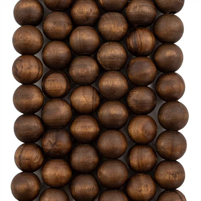 Vintage-Style Round Olive Wood Beads from Bethlehem (10mm) - The Bead Chest