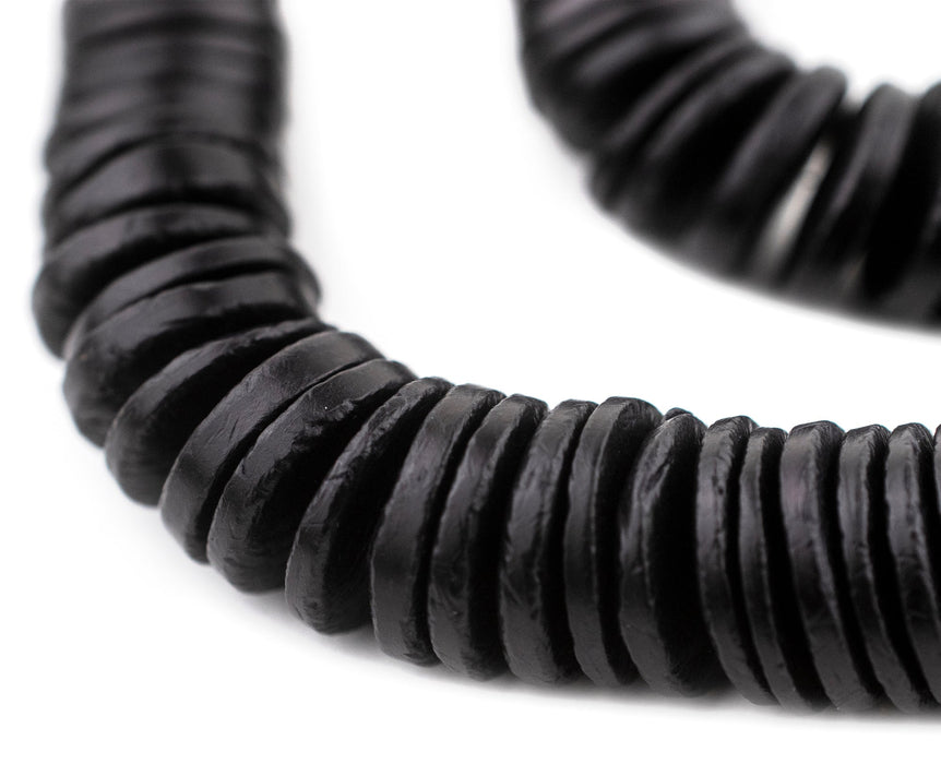 Black Disk Coconut Shell Beads (20mm) (5 Pack) - The Bead Chest