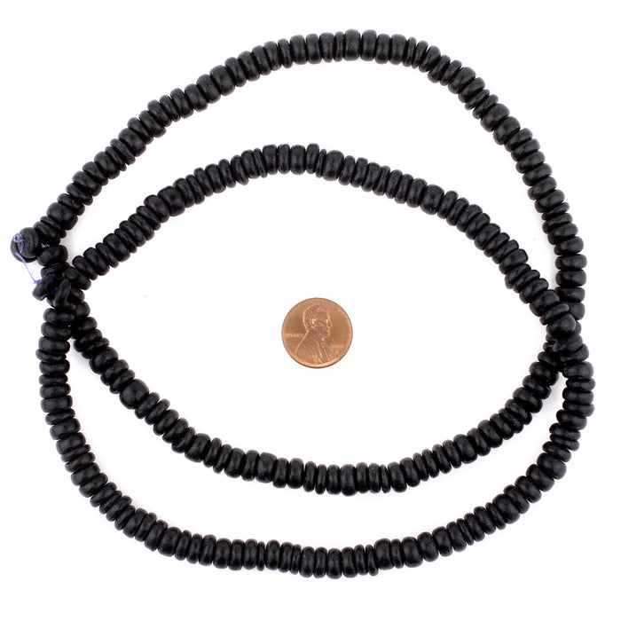 Black Disk Coconut Shell Beads (8mm) (10 Pack) - The Bead Chest