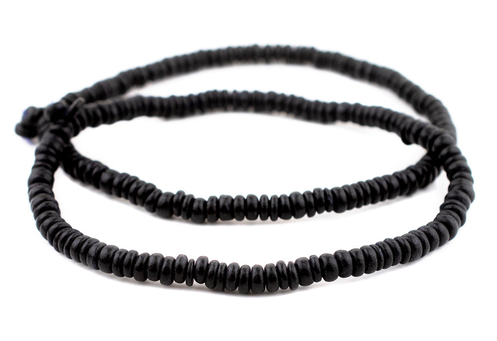 Black Disk Coconut Shell Beads (8mm) (10 Pack) - The Bead Chest