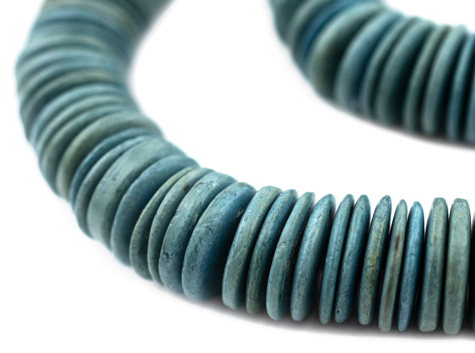 Light Blue Disk Coconut Shell Beads (20mm) (5 Pack) - The Bead Chest