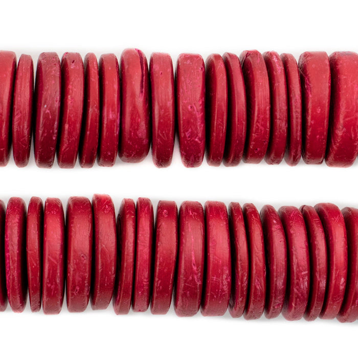 Red Disk Coconut Shell Beads (20mm) (5 Pack) - The Bead Chest