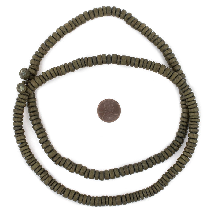 Olive Green Disk Coconut Shell Beads (8mm) (5 Pack) - The Bead Chest