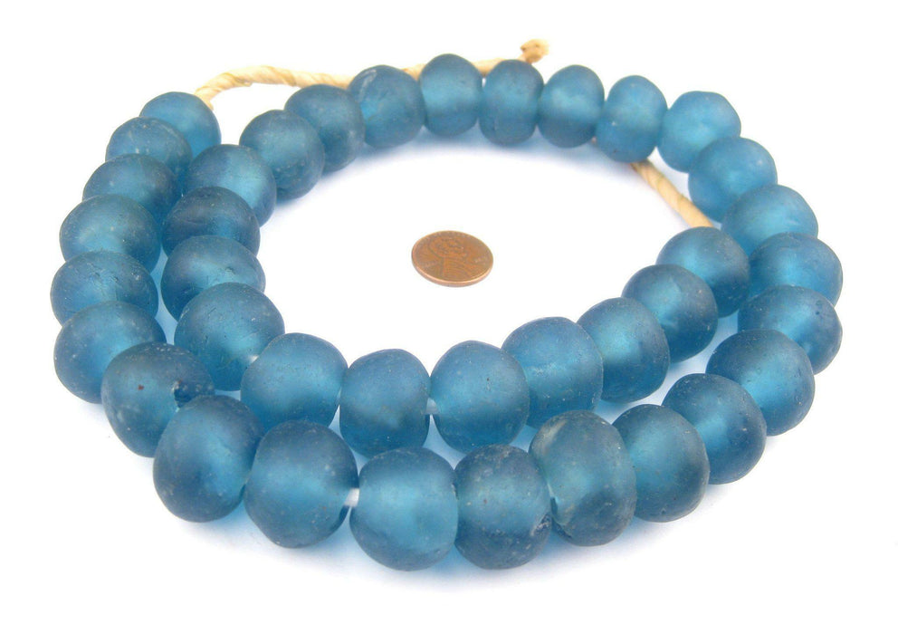 Jumbo Light Blue Recycled Glass Beads (24mm) - The Bead Chest